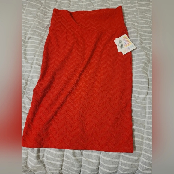 Lularoe Red Chevron Cassie Pencil Skirt - Picture 1 of 10